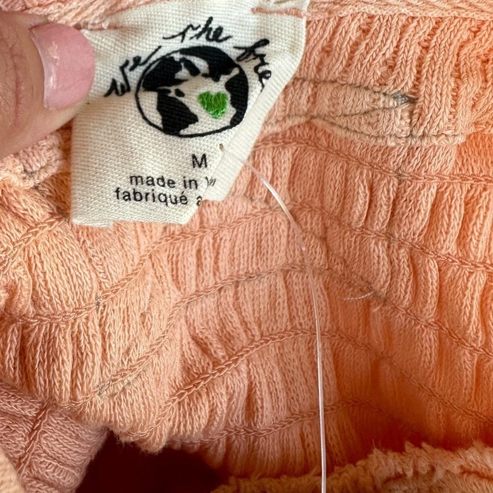 NWT Free People Smocked Knit Cotton soft orange Top